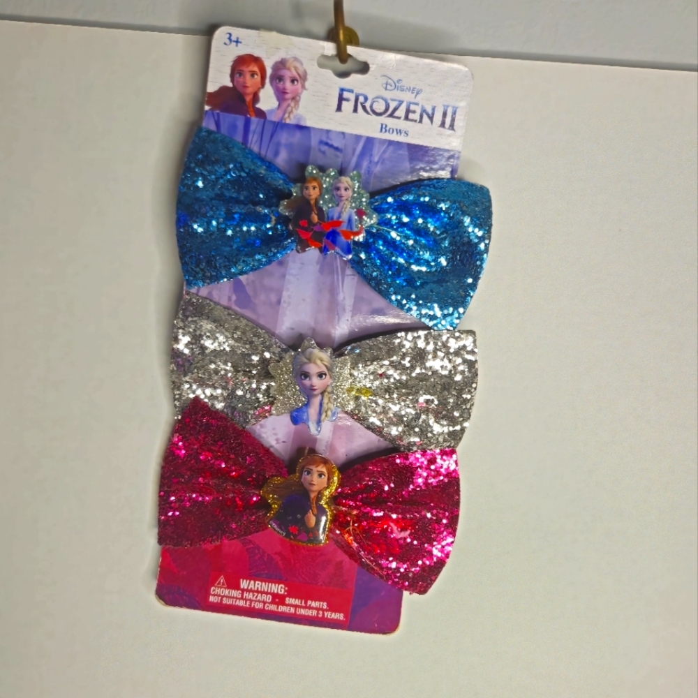 DISNEY FROZEN‎ 2 GIRLS BOWS GLITTER